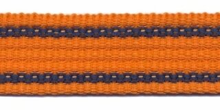 Tassenband 2,5 cm oranje/streep zware kwaliteit