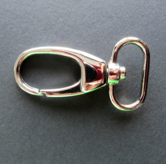 Musketon 60 mm nikkel voor 2,5 cm breed band AANBIEDING