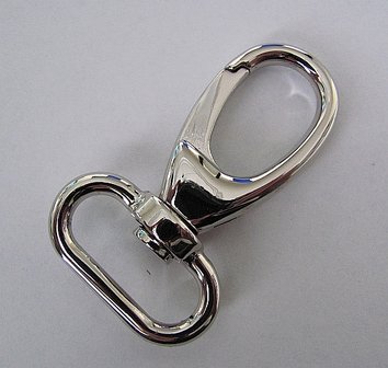 Musketon 60 mm nikkel voor 2,5 cm breed band AANBIEDING