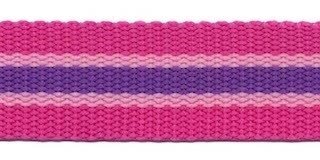 Tassenband 2,5 cm roze streep.