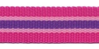 Tassenband 2,5 cm roze streep.