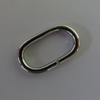 Ovale ring nikkel 30 mm binnenmaat 25 mm geschikt voor 2,5 cm band