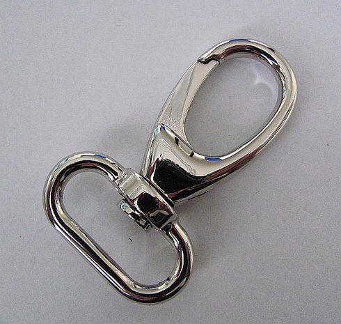 Musketon 60 mm nikkel voor 2,5 cm breed band AANBIEDING