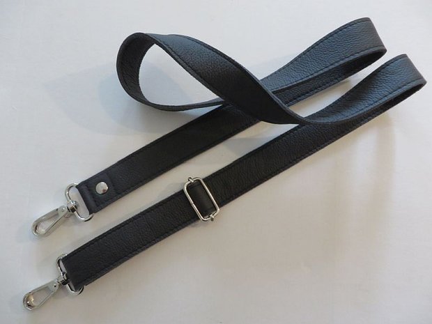 Leren verstelbare schouderband tot 150 cm Zwart