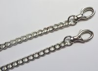 AANBIEDING Schakelketting nikkel met musketons 120 cm lang